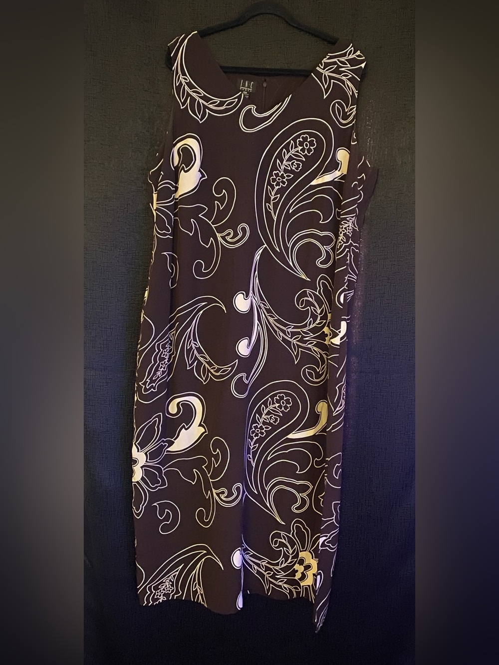 INC International Concepts - Brown Maxi Dress with Cream Paisley Motif size 20W